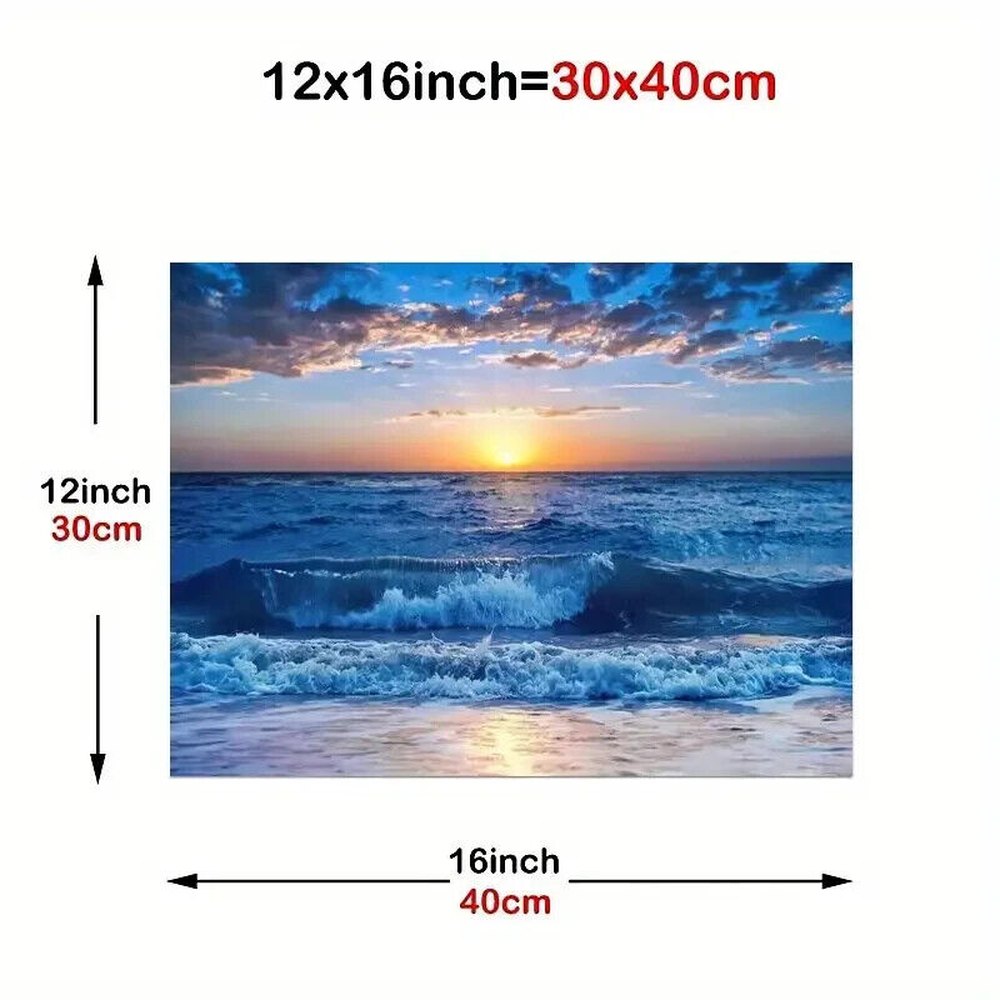 Stunning Vibrant Blue Ocean Sunset Canvas Print Framed 12" x 16" Wall Art Home & Garden:Home Décor:Posters & Prints Style Your Walls